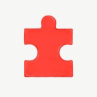Red jigsaw puzzle collage element psd