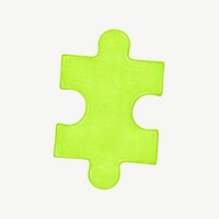 Green jigsaw puzzle collage element psd
