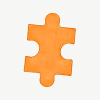 Orange jigsaw puzzle collage element psd