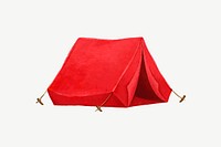 Red camping tent, travel illustration psd