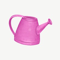 Pink watering can, gardening tool illustration psd
