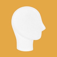 White mannequin head collage element psd