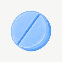 Blue medicine tablet collage element psd