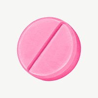 Pink medicine tablet collage element psd