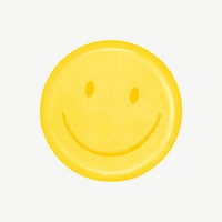 Cute smiling face emoticon collage element psd