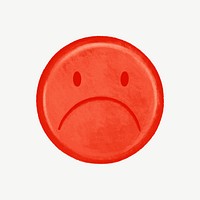 Sad face emoticon collage element psd