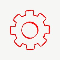 Red cogwheel, business element graphic psd