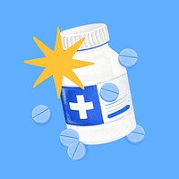 Medicine bottle collage element psd