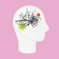 Scribbled head, mental health remix psd