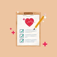Health check-up checklist collage element psd