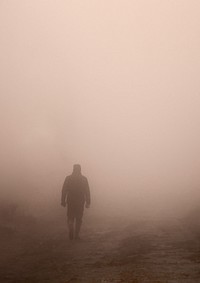 Man in fog image with copy space