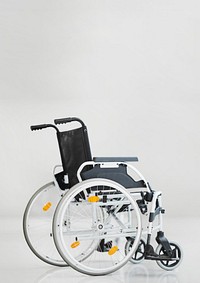 Empty wheelchair, hospital image with copy space