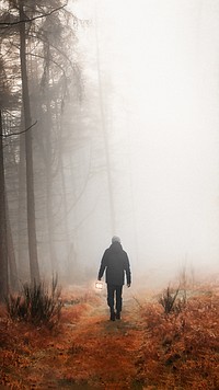 Man in mist iPhone wallpaper background