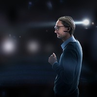 Businessman on stage image with copy space