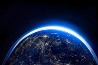 Glowing neon blue planet earth design