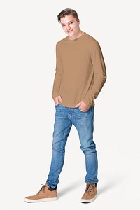 Man in brown long sleeve