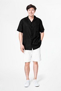 Shirt mockup psd with shorts men’s basic wear full body