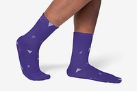 Socks mockup psd with blue abstract pattern