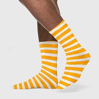 Striped crew socks mockup psd 