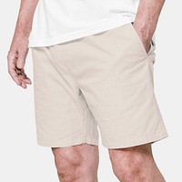 Beige shorts mockup psd menswear close-up
