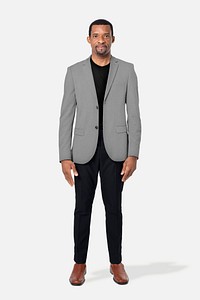 Black man in gray suit isolated design