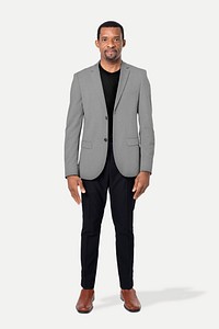 Gray suit mockup, editable fashion psd