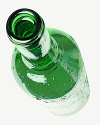 Green glass bottle isolated object psd