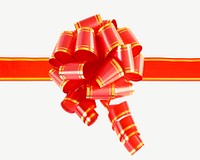 Red ribbon bow isolated object psd