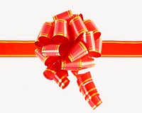 Red ribbon bow, isolated object