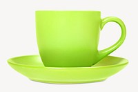 Green ceramic cup, isolated object