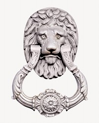 Lion door knocker, isolated object on white
