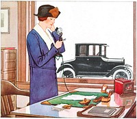 “Her habit of measuring time in terms of dollars gives the woman in business keen insight into the true value of a Ford closed car for her personal use.” Image from a 1924 advertisement.