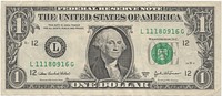 United States one dollar bill, obverse