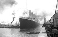 Titanic at the docks of Southampton.