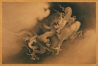 Kanō Hōgai, Japanese - Two Dragons in Clouds.