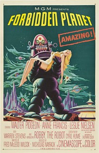 Theatrical poster for the film Forbidden Planet featuring Robby the Robot.