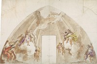 Giambattista Tiepolo - Singing and Music-Making Angels- Preparatory drawing for the ceiling of Udine Cathedral 