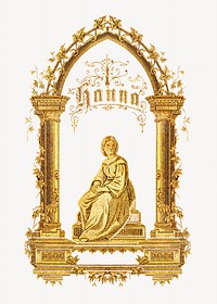 Gold woman vintage illustration on white