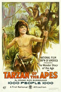 Poster for 1918 film version of Tarzan of the Apes