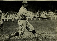 Identifier: howtoplaybasebal00mcgr (find matches)Title: How to play baseball, a manual for boysYear: 1914 (1910s)Authors: McGraw, John Joseph, 1873-1934. (from old catalog)Subjects: BaseballPublisher: New York and London, Harper & brothersContributing Library: The Library of CongressDigitizing Sponsor: The Library of CongressView Book Page: Book ViewerAbout This Book: Catalog EntryView All Images: All Images From BookClick here to view book online to see this illustration in context in a browseable online version of this book.Text Appearing Before Image:are giving the pitcher an ad-vantage, and every time you come to the bat itis a contest of wits between the pitcher andyou. Good batters do not let the pitcher getthem into the hole—that is, with more strikesthan balls—by hitting at everything that hethrows them. When jrou make a pitcher workto the limit every time you bat you are notonly helping yourself but your club. If atwirler finds that a small man will offer at aball off the outside of the plate, he will keepthem there and the batter will never get a hit.A small man cannot reach a ball on the outsideof the plate. Therefore, it is very importantthat a batter become a good judge of a strike,and this knowledge can only be obtained bypractice and self-confidence. The short holdwill help you in this, because you can stopyour swing before the bat crosses the plate ifyou see the ball breaking out of reach, and astrike will not be called on you. In scientific batting, a man should learn tohit behind the runner, as Big Leaguers callText Appearing After Image:-a cjGO CJ O CO 2 Cos CJ •fi d S * ^ .- o ^ £ 2 •g CO cj a 6C G3C3 d 2 ■s s CJ « as 3 -d ,» eg O C5 d aj do a o fcxNote About ImagesPlease note that these images are extracted from scanned page images that may have been digitally enhanced for readability - coloration and appearance of these illustrations may not perfectly resemble the original work.