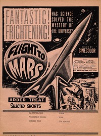 Classification poster for the film Flight to Mars (1951), from the Alberta Ministry of Labour fonds, Amusements division, GR1973.0308_c.