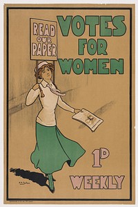 Votes for Women poster, ca. 1903-1926.Artist: H.M. DallasPrinter:Spottiswoode & Co., London