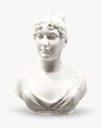 Woman bust statue, isolated image on white