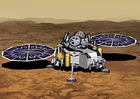 PIA23711: Mars Sample Return Lander With Solar Panels Deployed (Artist's Concept)https://photojournal.jpl.nasa.gov/catalog/PIA23711This illustration of a Mars sample return mission's lander concept shows a spacecraft after touchdown on the Red Planet. With its solar planels fully deployed, the spacecraft is ready to begin surface operations.NASA and the European Space Agency are solidifying concepts for a Mars sample return mission after NASA's Mars 2020 rover collects rock and soil samples and stores them in sealed tubes on the planet's surface for potential future return to Earth.NASA will deliver a Mars lander in the vicinity of Jezero Crater, where Mars 2020 will have collected and cached samples. The lander will carry a NASA rocket (the Mars Ascent Vehicle) along with ESA's Sample Fetch Rover that is roughly the size of NASA's Opportunity Mars rover. The fetch rover will gather the cached samples and carry them back to the lander for transfer to the ascent vehicle; additional samples could also be delivered directly by Mars 2020. The ascent vehicle will then launch from the surface and deploy a special container holding the samples into Mars orbit.ESA will put a spacecraft in orbit around Mars before the ascent vehicle launches. This spacecraft will rendezvous with and capture the orbiting samples before returning them to Earth. NASA will provide the payload module for the orbiter.