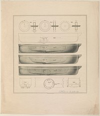 Design drawings for paddle wheel steamer  lith, 2 Spruce St. N.Y. (1842) by N. Currier