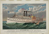 The grand new steamboat Pilgrim: the largest in the world: flagship of the Fall River line - running between New York and Boston via New port and Fall River - commander: Capt. Benj. M. Simmons  C.R. Parsons (1883) by Currier & Ives