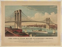 The great East River suspension bridge: connecting the cities of New York and Brooklyn View from Brooklyn, looking west (1883) by Currier & Ives