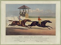 Harry Bassett and Longfellow in their great races at Long Branch, N.J., July 2nd and Saratoga, N.Y., July 16th (1872) by Currier & Ives