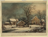 Winter in the country: a cold morning (1863) by Currier & Ives