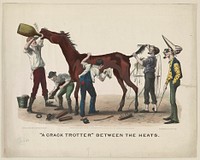 A "Crack trotter" between the heats (1875) by Currier & Ives